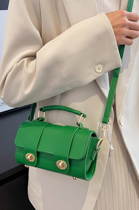 Torebka crossbody damska | zielona, podwójne zapięcie