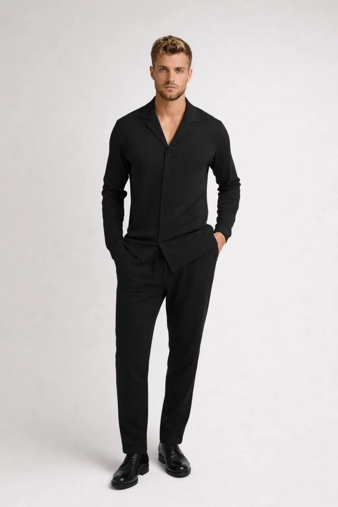 Mężczyźni | Komplet Dwuczęściowy | Prosty Krój | Długi Rękaw | Styl Casual