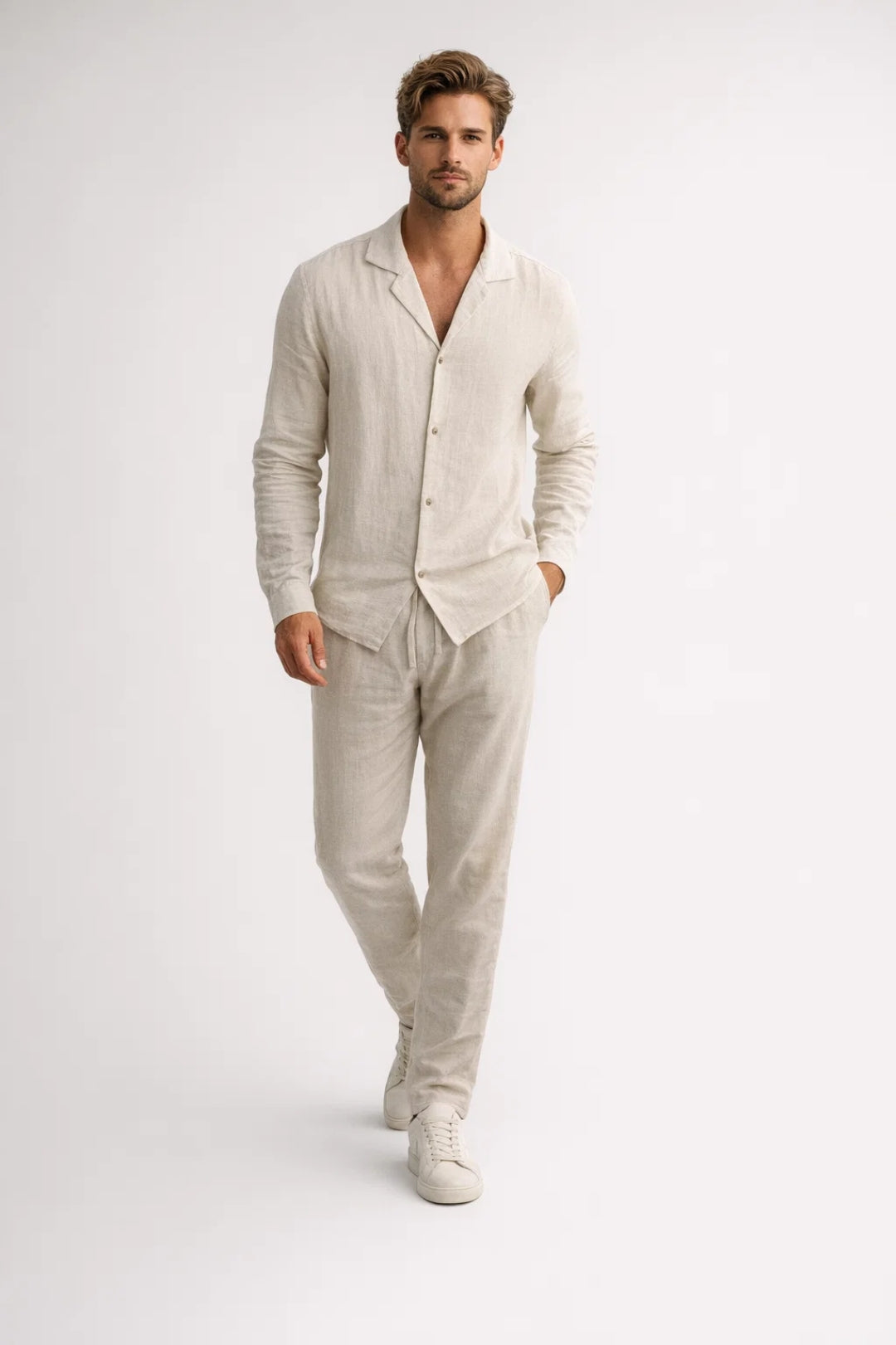 Mężczyźni | Komplet Dwuczęściowy | Prosty Krój | Długi Rękaw | Styl Casual