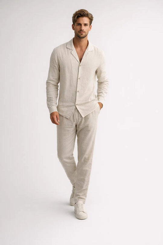 Mężczyźni | Komplet Dwuczęściowy | Prosty Krój | Długi Rękaw | Styl Casual