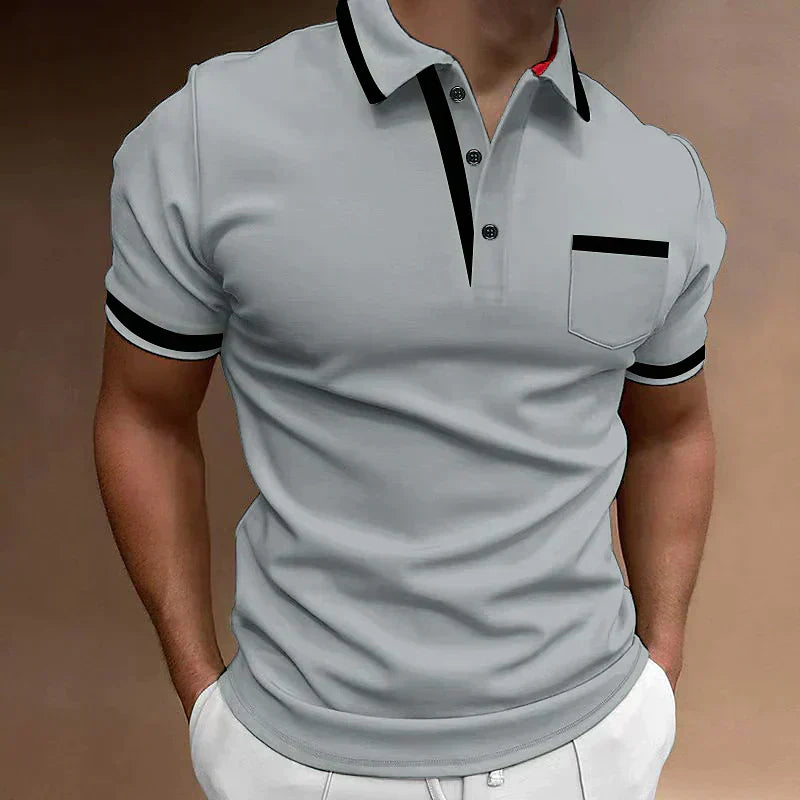 Męskie Polo z Kieszenią na Klatce Piersiowej | Klasyczny Krój i Kołnierzyk z Guzikami | Smart Casual | Na Co Dzień i Do Biura