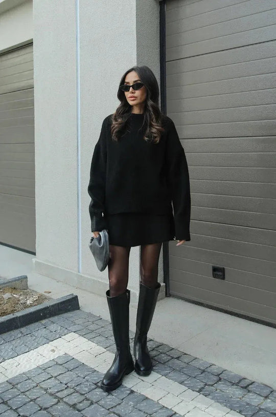 Knit Cozy | Dzianinowy Zestaw Damski ze Swetrem i Spódnicą | Ciepły, Elegancki Look