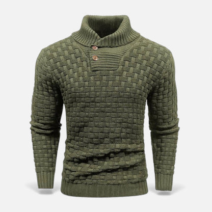 Sweter męski | golf, guziki na ramieniu