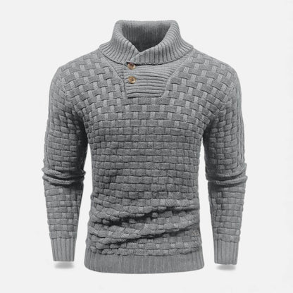 Sweter męski | golf, guziki na ramieniu