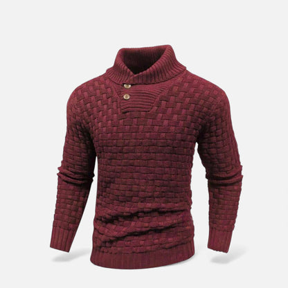 Sweter męski | golf, guziki na ramieniu