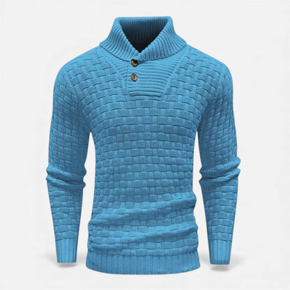 Sweter męski | golf, guziki na ramieniu