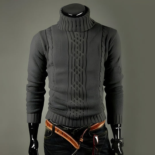 Sweter z Golfem i Wzorem Warkoczowym dla Mężczyzn | Idealny na Co Dzień
