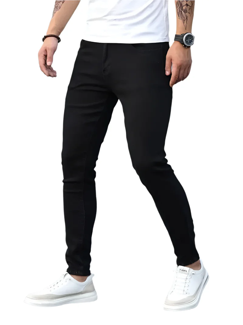 Męskie Klasyczne Jeansy z Elastycznego Materiału | Komfort Stretch Fit | Uniwersalny Jednolity Kolor | Na Co Dzień i Smart Casual
