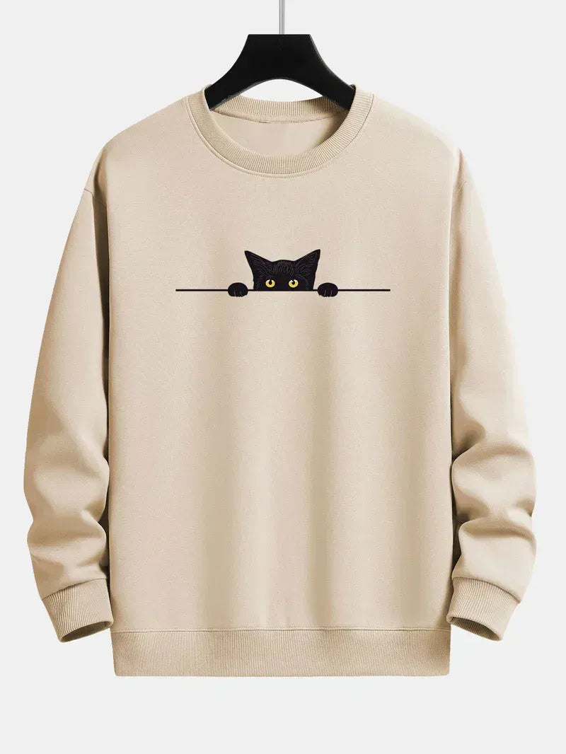 Sweter z nadrukiem kota dla mężczyzn | Idealny do codziennego użytku