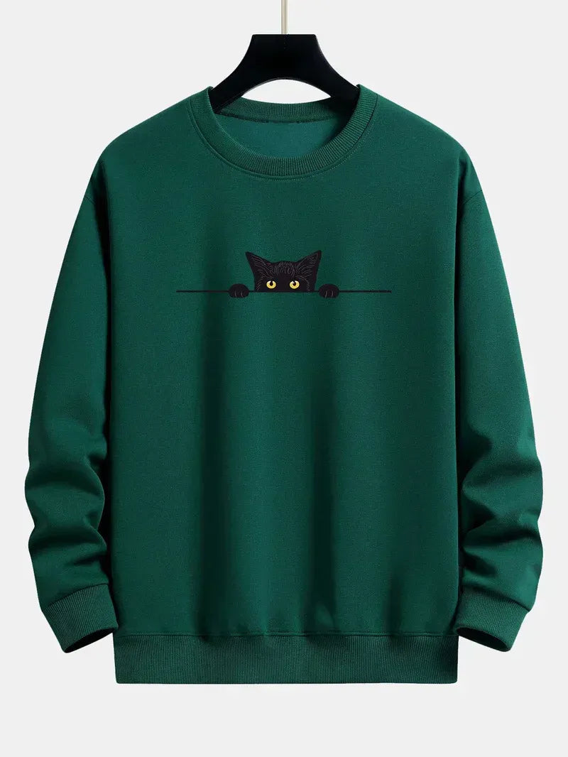 Sweter z nadrukiem kota dla mężczyzn | Idealny do codziennego użytku