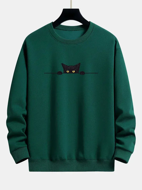 Sweter z nadrukiem kota dla mężczyzn | Idealny do codziennego użytku