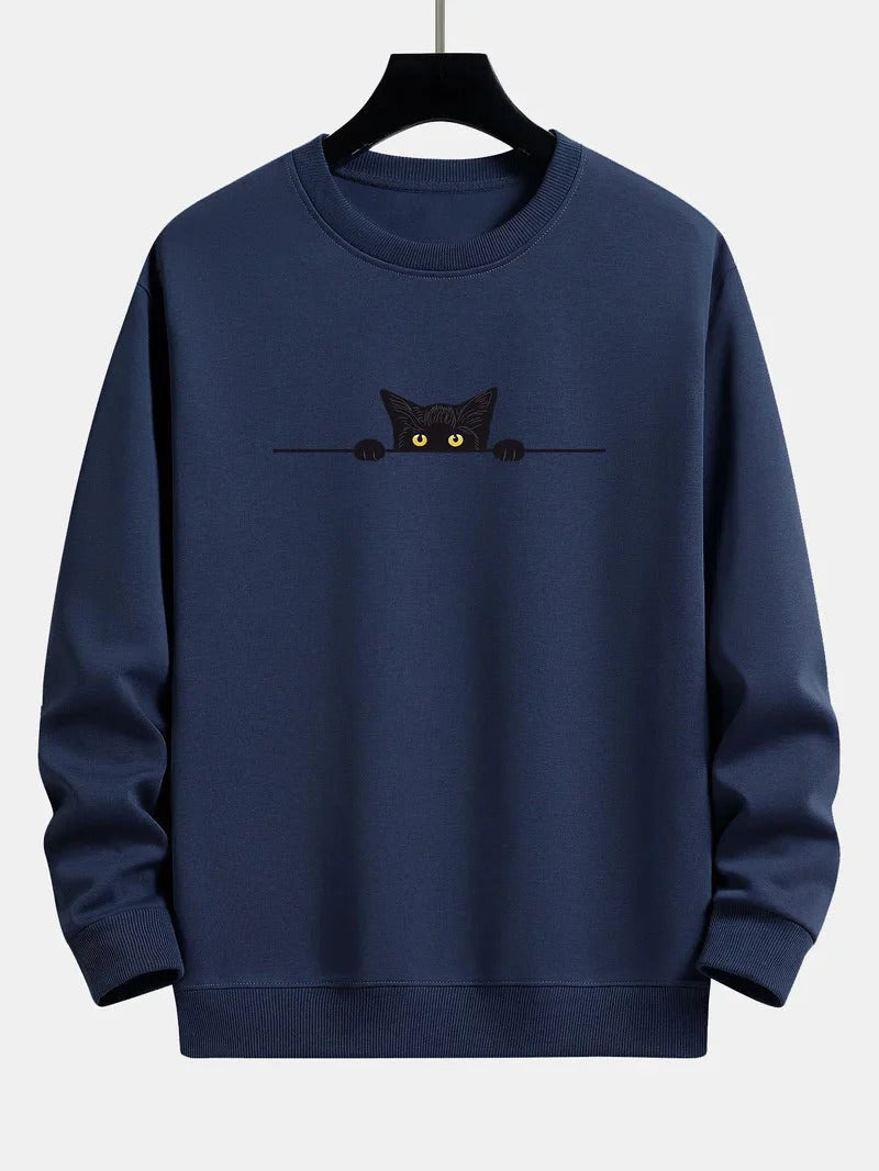 Sweter z nadrukiem kota dla mężczyzn | Idealny do codziennego użytku