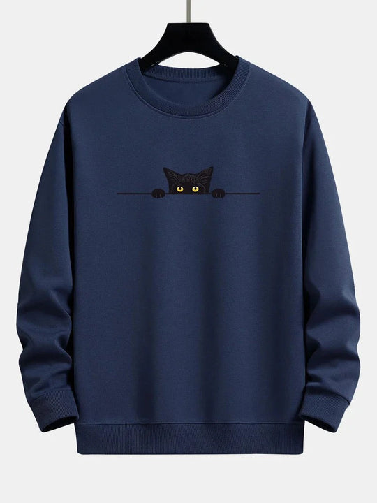 Sweter z nadrukiem kota dla mężczyzn | Idealny do codziennego użytku