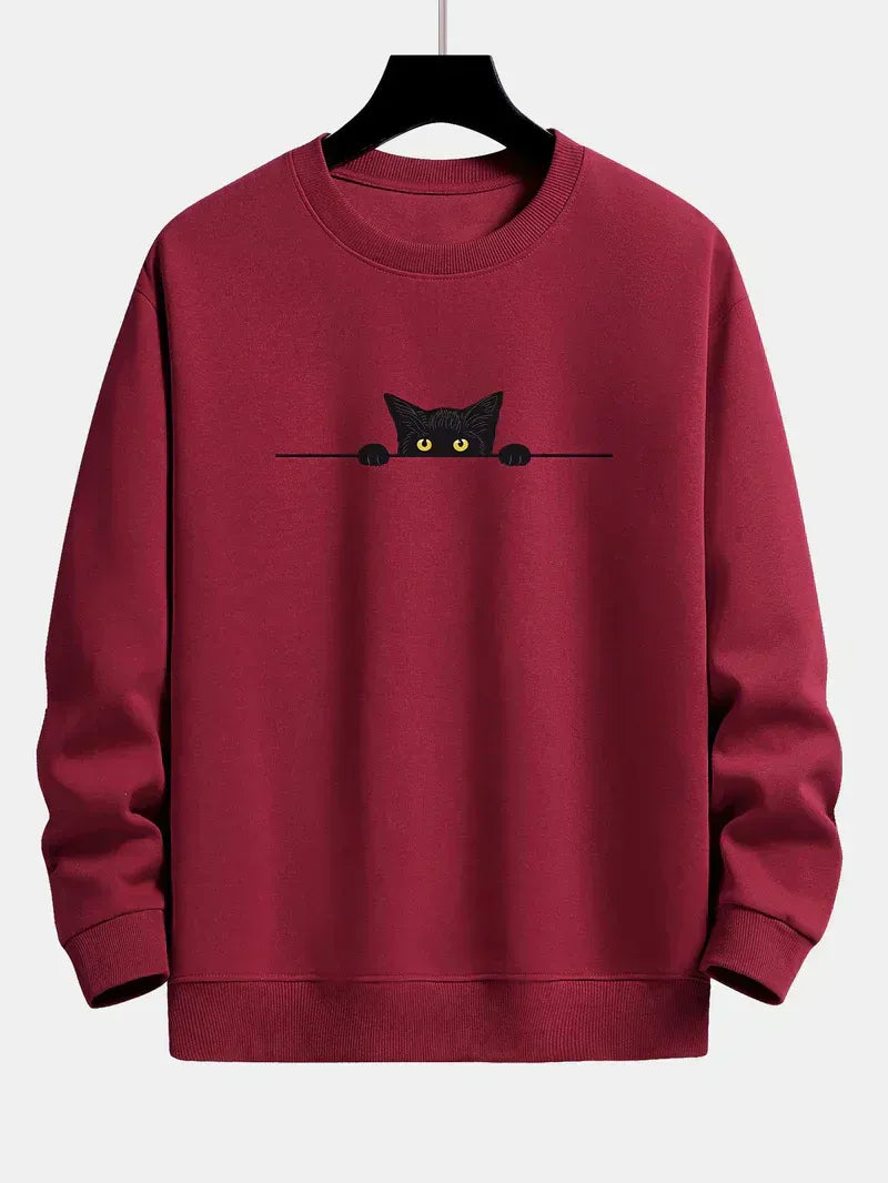 Sweter z nadrukiem kota dla mężczyzn | Idealny do codziennego użytku