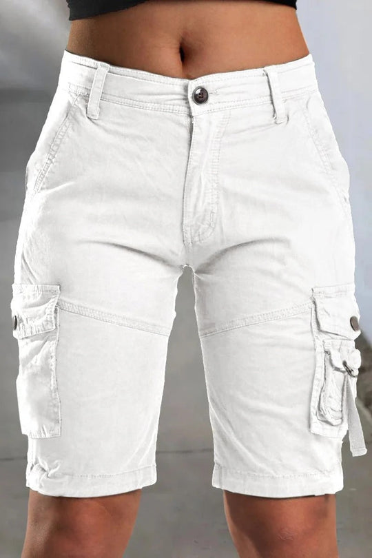 Damskie Szorty Cargo z Kieszeniami Bocznymi | Elastyczny Pas ze Sznurkiem | Luźny Krój Outdoor | Letnie Spodenki Casual