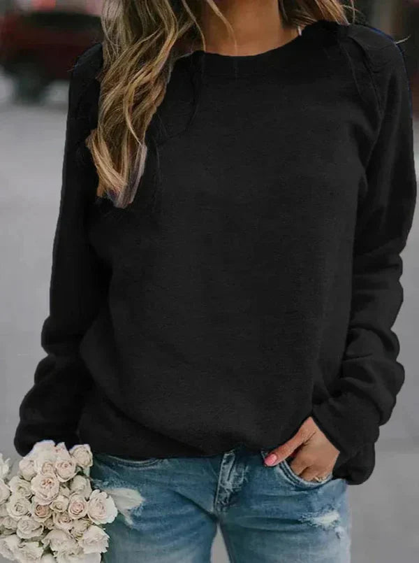 Damski Sweter – Luźny Krój – Miękka Mieszanka Wełny – Długie Rękawy – Styl Casual