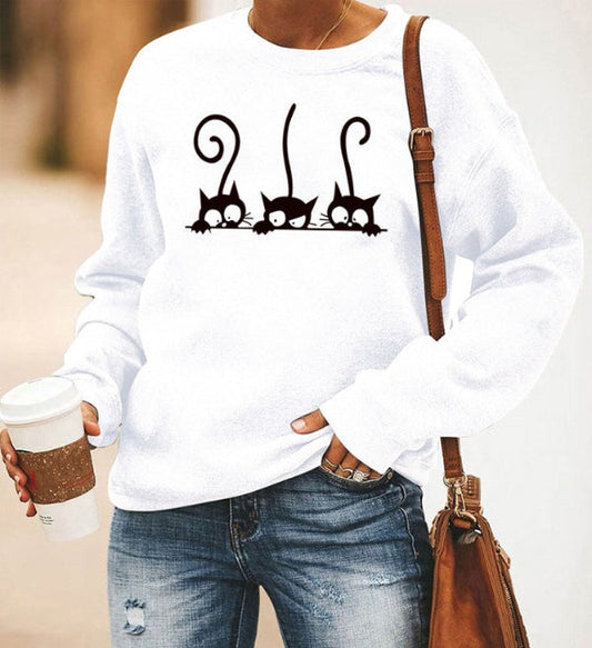 Sweter damski | wzór z kotami, krój oversize