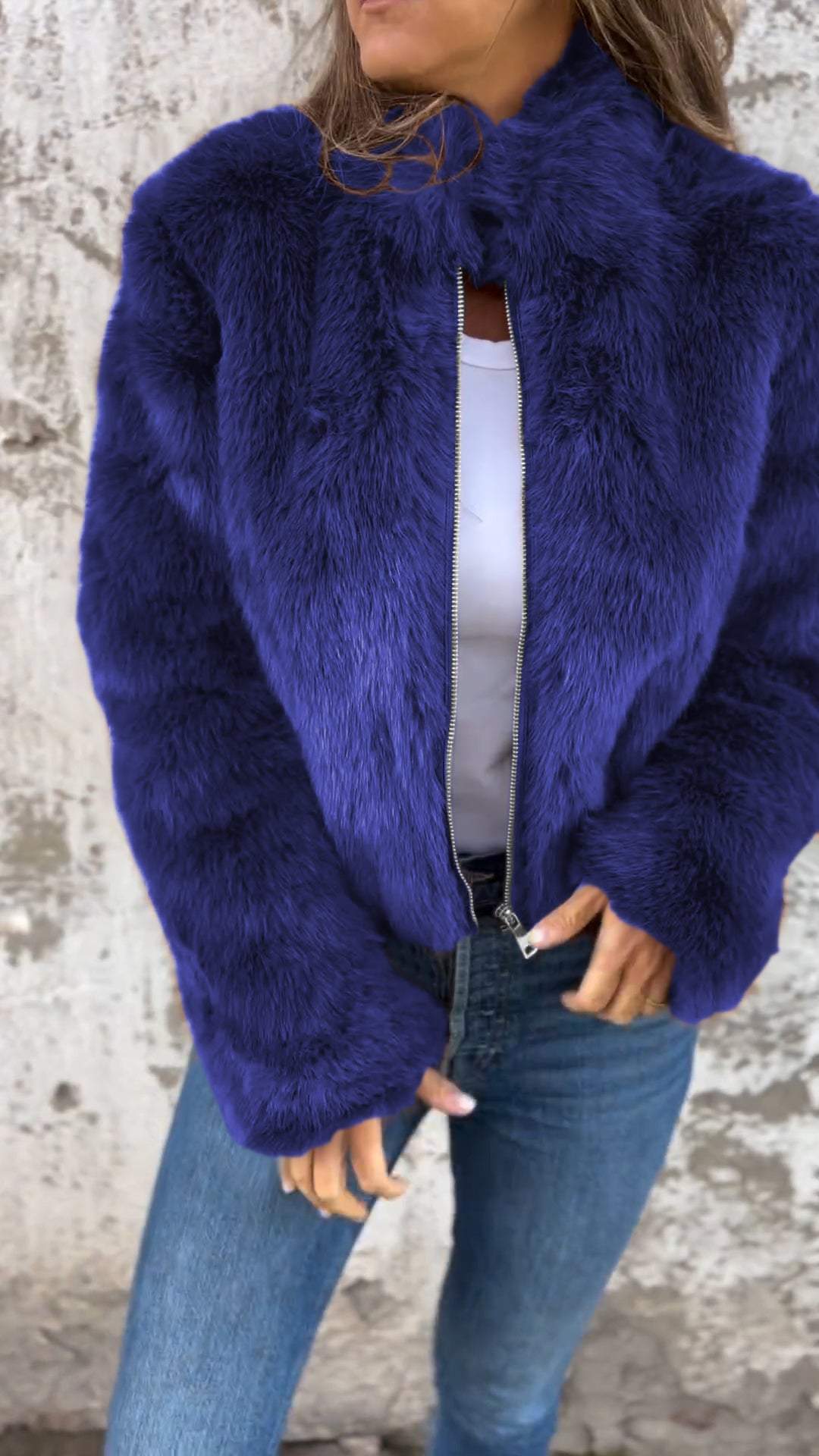 Damskie | Nimara Płaszcz Faux Fur | Elegancki i Ciepły | Zamek Pełnej Długości