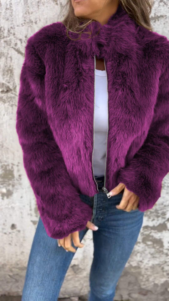Damskie | Nimara Płaszcz Faux Fur | Elegancki i Ciepły | Zamek Pełnej Długości