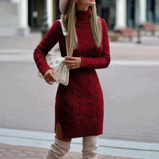 Aline Wiedeń | Stylowa Dzianinowa Sukienka Zimowa z Eleganckim Krojem