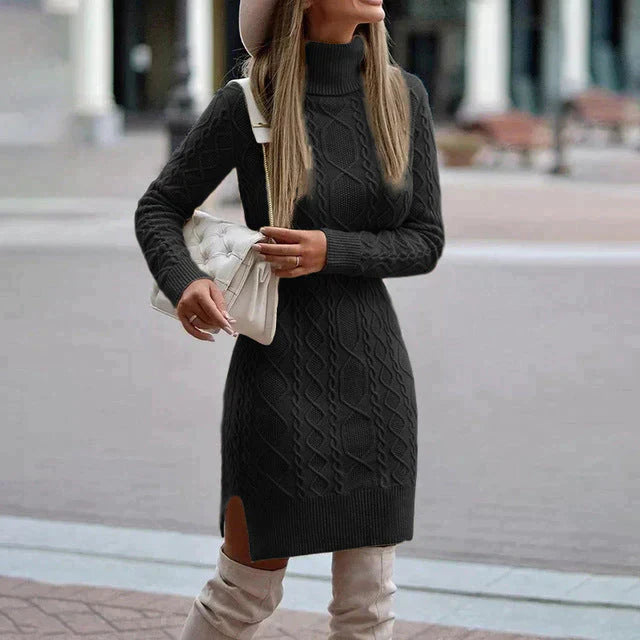 Aline Wiedeń | Stylowa Dzianinowa Sukienka Zimowa z Eleganckim Krojem