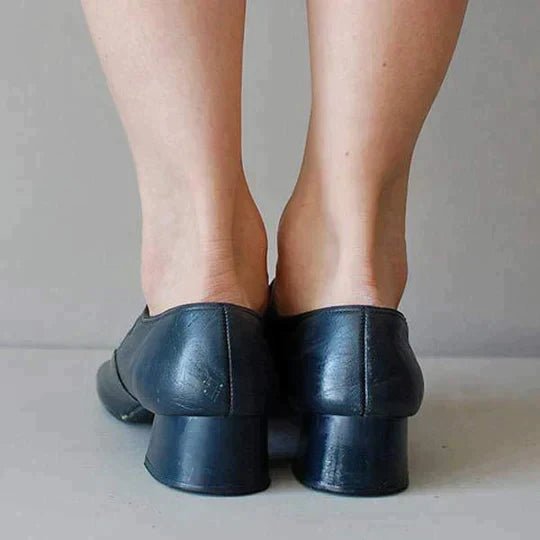 Inga | Vintage Skórzane Buty z Okrągłym Noskiem - Klasyczne Wygodne Skórzane Sandały Damskie