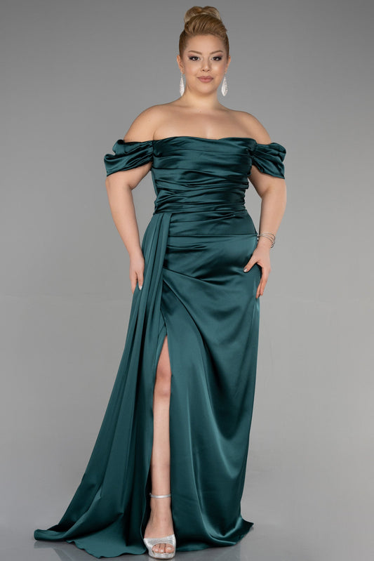 Sukienka satynowa | off shoulder, marszczenia