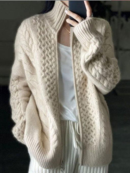 Sweter damski | golf, warkoczowy splot