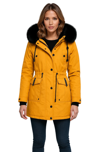 Parka damska | zimowa, kaptur z futrem