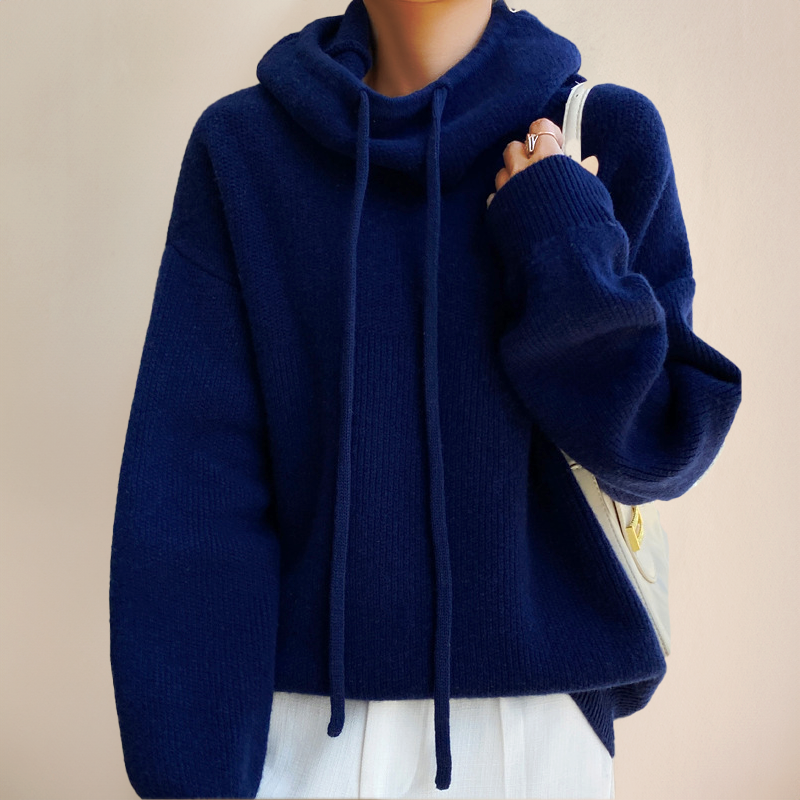Kobieta | Oversize Dzianinowa Bluza z Kapturem | Sweter z Golfem | Miękki i Przytulny | Casual Elegancki