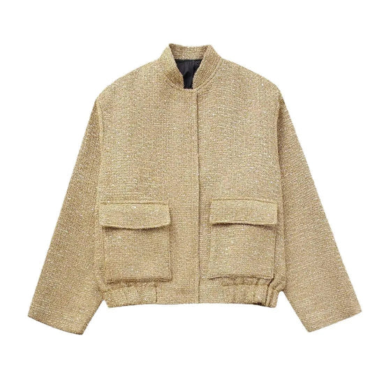 Sera Elegancka Kurtka Bomber | Ponadczasowy Styl z Nowoczesnym Akcentem | Welur Bawełnowy Poliester | Stylowa Kurtka Damska