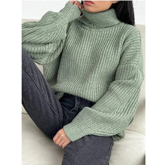 Sweter damski | golf, krój plus size