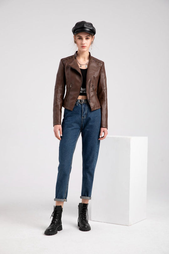 Mężczyźni | Zale Kurtka Skórzana Washed-Look | Styl Casual | PU Skóra