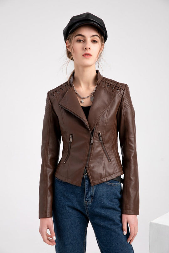 Mężczyźni | Zale Kurtka Skórzana Washed-Look | Styl Casual | PU Skóra
