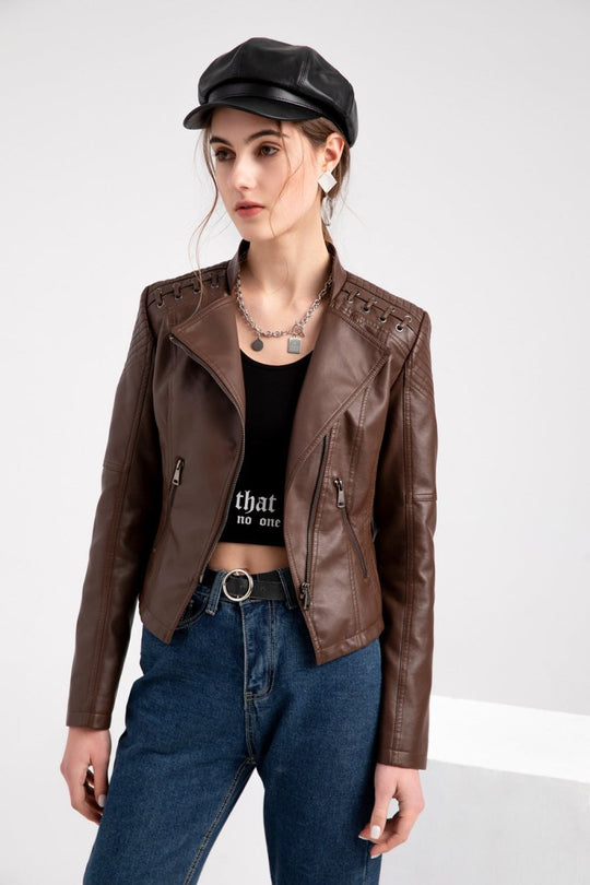 Mężczyźni | Zale Kurtka Skórzana Washed-Look | Styl Casual | PU Skóra
