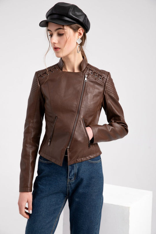 Mężczyźni | Zale Kurtka Skórzana Washed-Look | Styl Casual | PU Skóra